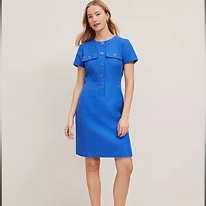 Ann Taylor Royal Blue Midi Dress with Buttons